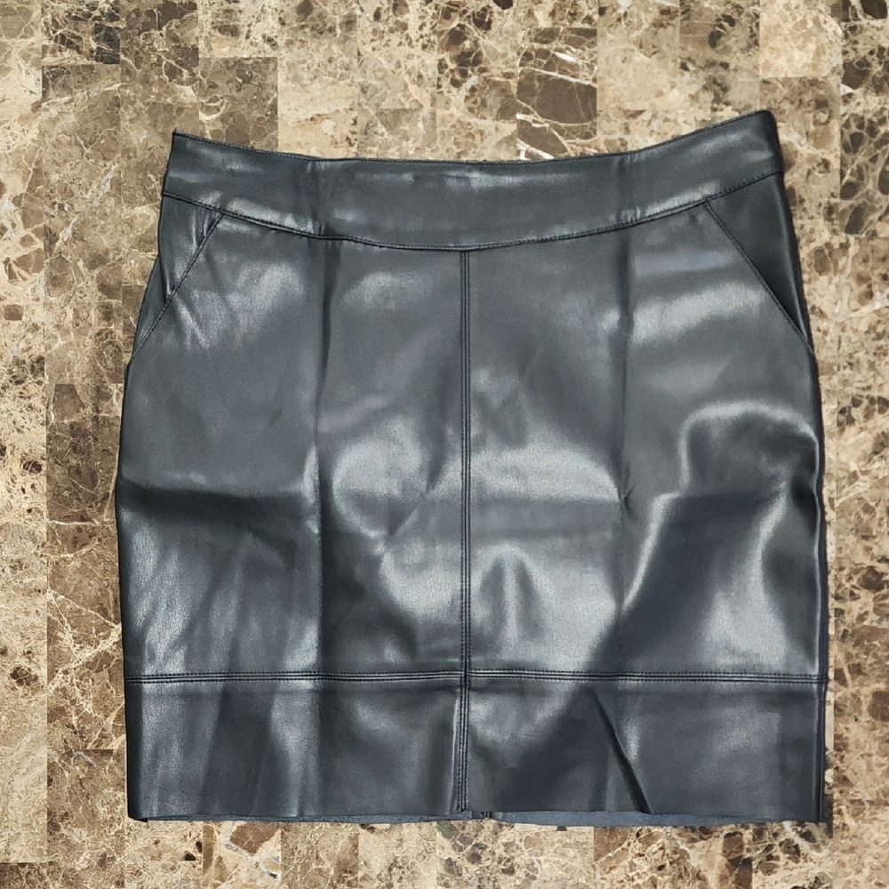 Faux Black Leather Skirt